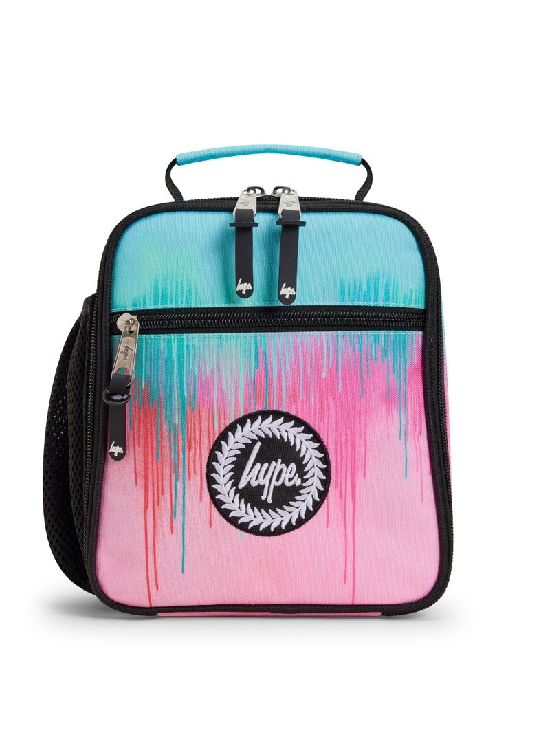 HYPE Kids Lunch Bag Pink Teal Pastel Drips | 4.5L Insulated Lunch Box | Thermal Lining | Girls School Picnic Travel - Image 1
