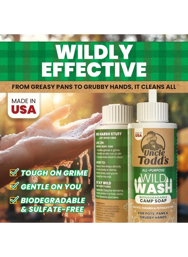 Uncle Todd's Wild Wash Biodegradable Soap, Camping Soap Ideal for Dishes, Body, Hands, and Clothes - 4oz, Sage Scent - Image 2