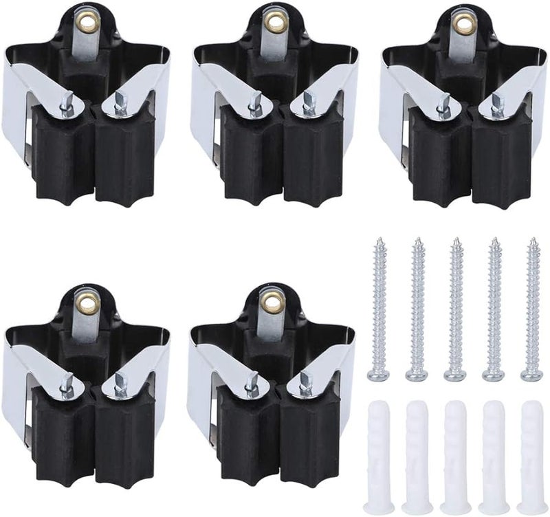 مشبك تخزين متعدد الأغراض من راتنج معدني مع أطراف بلاستيكية ومسامير لحامل الممسحة والمقشة - Image 1