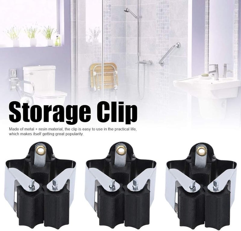 مشبك تخزين متعدد الأغراض من راتنج معدني مع أطراف بلاستيكية ومسامير لحامل الممسحة والمقشة - Image 5