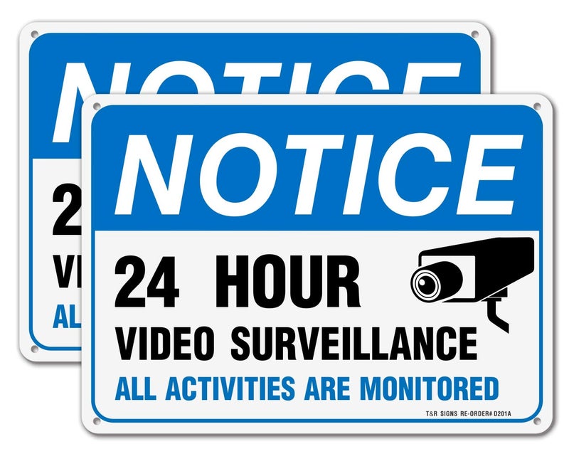 TR Video Surveillance Sign, All Activities Are Monitored - 2 Pack - 7 x 10 Inches Rust Free .040 Aluminum Reflective - UV Protected, Waterproof, Weatherproof and Fade Resistant - 4 Pre-drilled Holes - Image 1