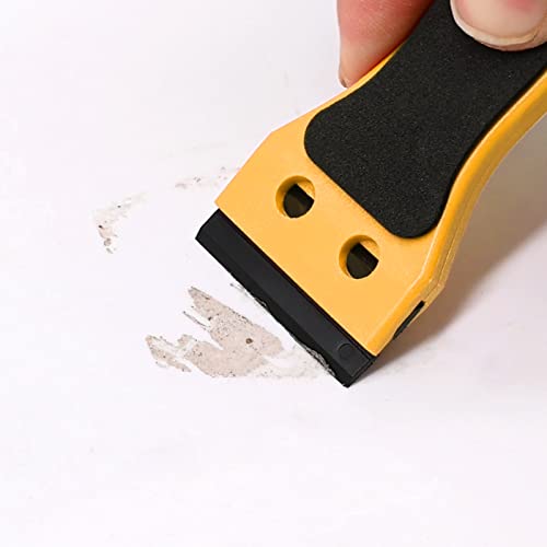 EHDIS 2pcs Plastic Razor Scraper 6-inch Long Handle Adhesive Remover Tool with 100 Double-Edge Blades for Window Tint Vinyl Scraper Decal Sticker Glue Remover (yellow) - Image 3