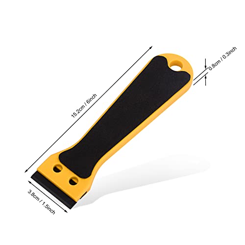EHDIS 2pcs Plastic Razor Scraper 6-inch Long Handle Adhesive Remover Tool with 100 Double-Edge Blades for Window Tint Vinyl Scraper Decal Sticker Glue Remover (yellow) - Image 5