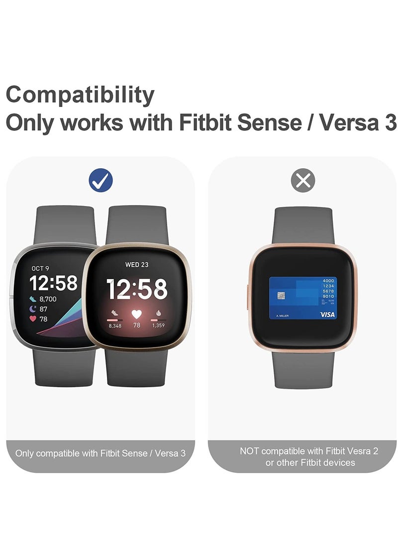 KASTWAVE Screen Protector for Fitbit Sense/Versa 3 with HD Tempered Glass Sensitive Touch Protective Case, Hard PC Cover with Full Coverage Bumper for Sense/Versa 3 Smartwatch (Blue/Black/Transparent)[3 Pack] - Image 2