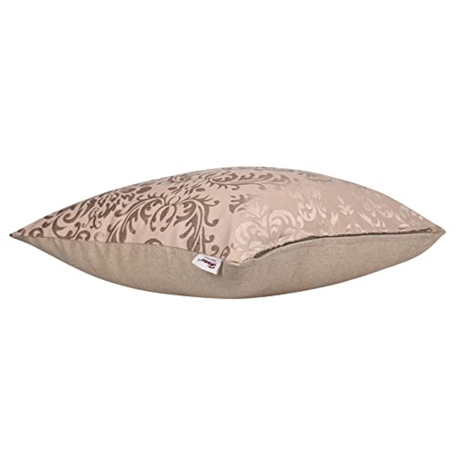 Home - The Best is for You Designer Self Design Cotton 275 TC Cushion Covers | Pack of 2 (Gold_Damask, 24X24 Inch) - Image 4