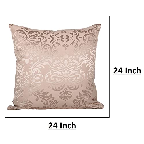 Home - The Best is for You Designer Self Design Cotton 275 TC Cushion Covers | Pack of 2 (Gold_Damask, 24X24 Inch) - Image 3