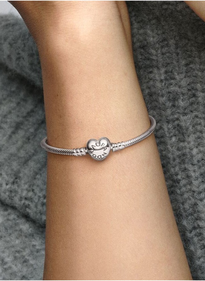PANDORA - Pandora Moments Silver Bracelet for Women with Heart-shaped Clasp 590719 - Image 1