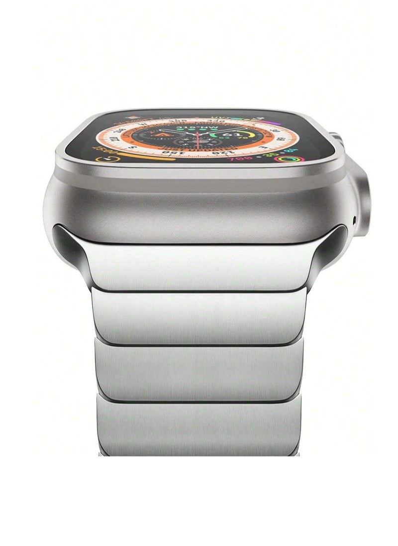 Generic - Stainless Steel Band for Apple Watch Ultra Band  Metal Strap with Folding Clasp for Apple Watch Series 8 7 6 5 4 3 2 1 for Men (Black, 49mm 45mm 44mm 42mm) - Image 1