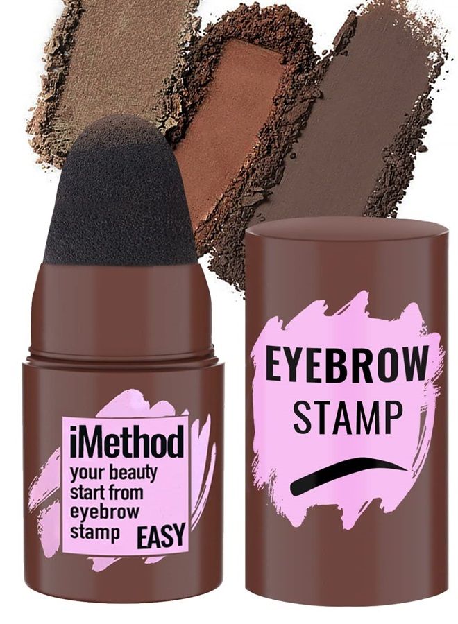 iMethod Eyebrow Stamp for Eyebrow Stencil Kit - Brow Stamp Refill Eyebrow Powder, Dark Brown - Image 1