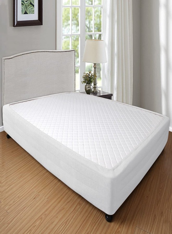 Marquess Box Spring Cover-Wrap Around Elastic.Vertical Stripe Pattern Bed Skirt Alternative.15’’Drop Length((White, King) - Image 2