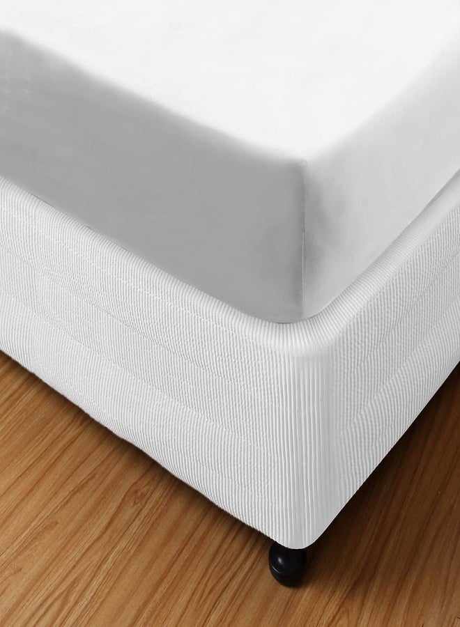 Marquess Box Spring Cover-Wrap Around Elastic.Vertical Stripe Pattern Bed Skirt Alternative.15’’Drop Length((White, King) - Image 1