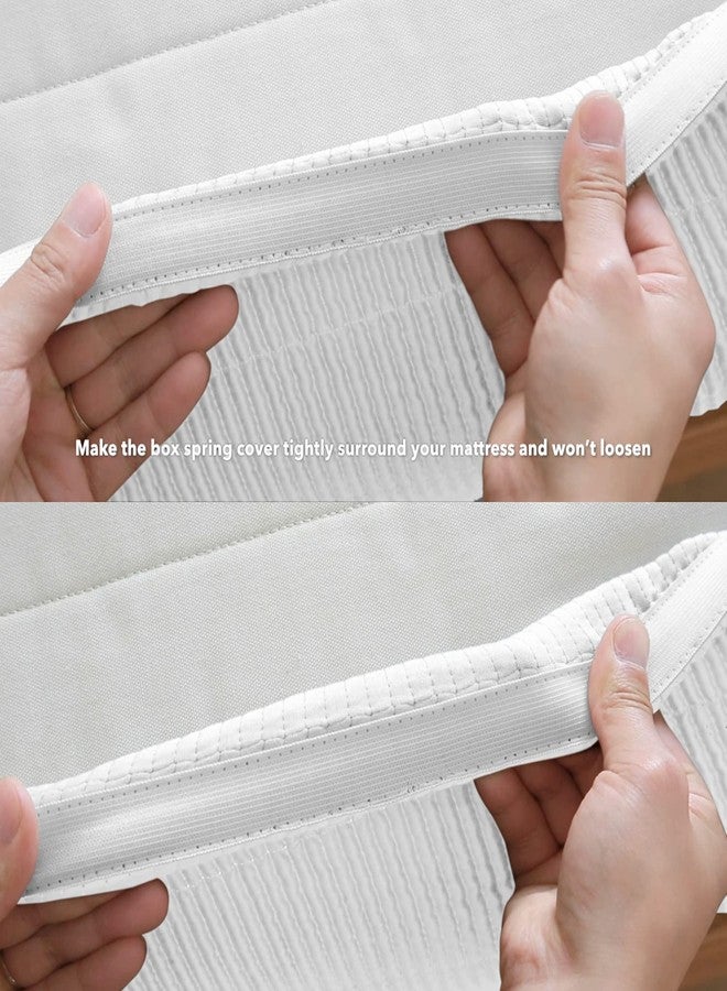 Marquess Box Spring Cover-Wrap Around Elastic.Vertical Stripe Pattern Bed Skirt Alternative.15’’Drop Length((White, King) - Image 3