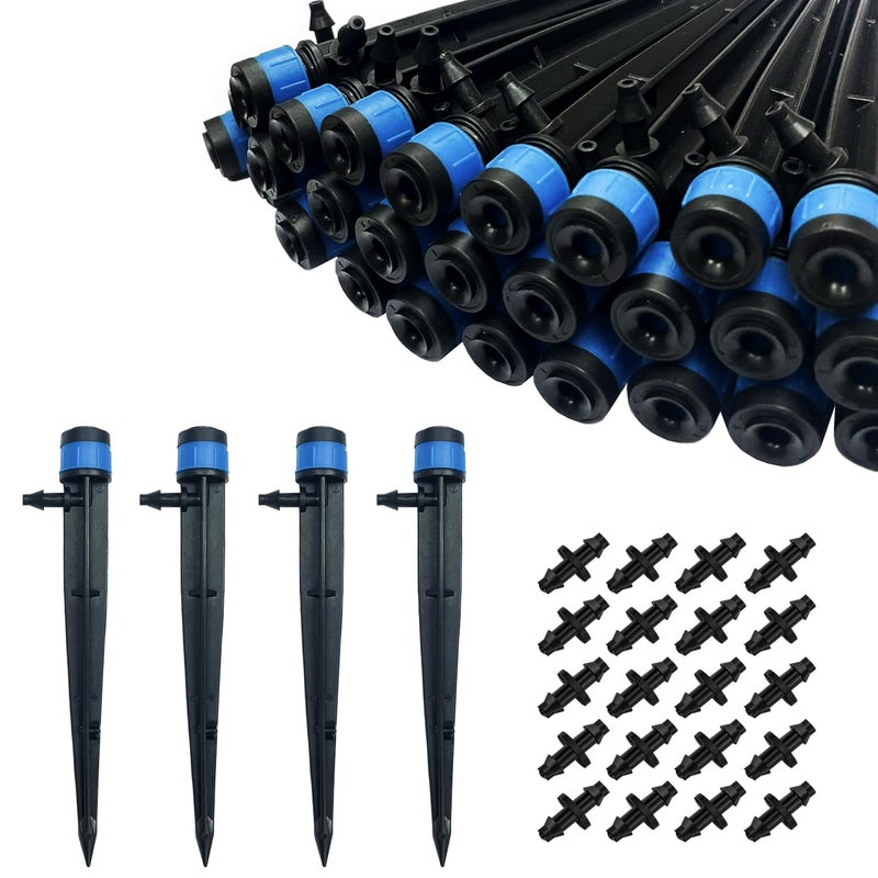 BEADNOVA Drip Irrigation Spray Emitters 50pcs Drip Emitters for 14 Inch with Straight Coupling Full Circle Micro Sprinkler Adjustable Irrigation Drippers for Garden Patio Lawn - Image 1