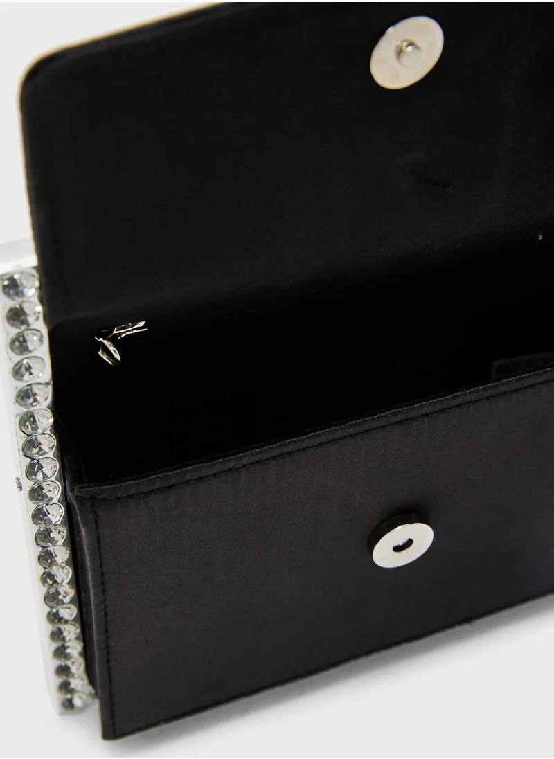 نمشي x Jewelled Frame Square Clutch Bag