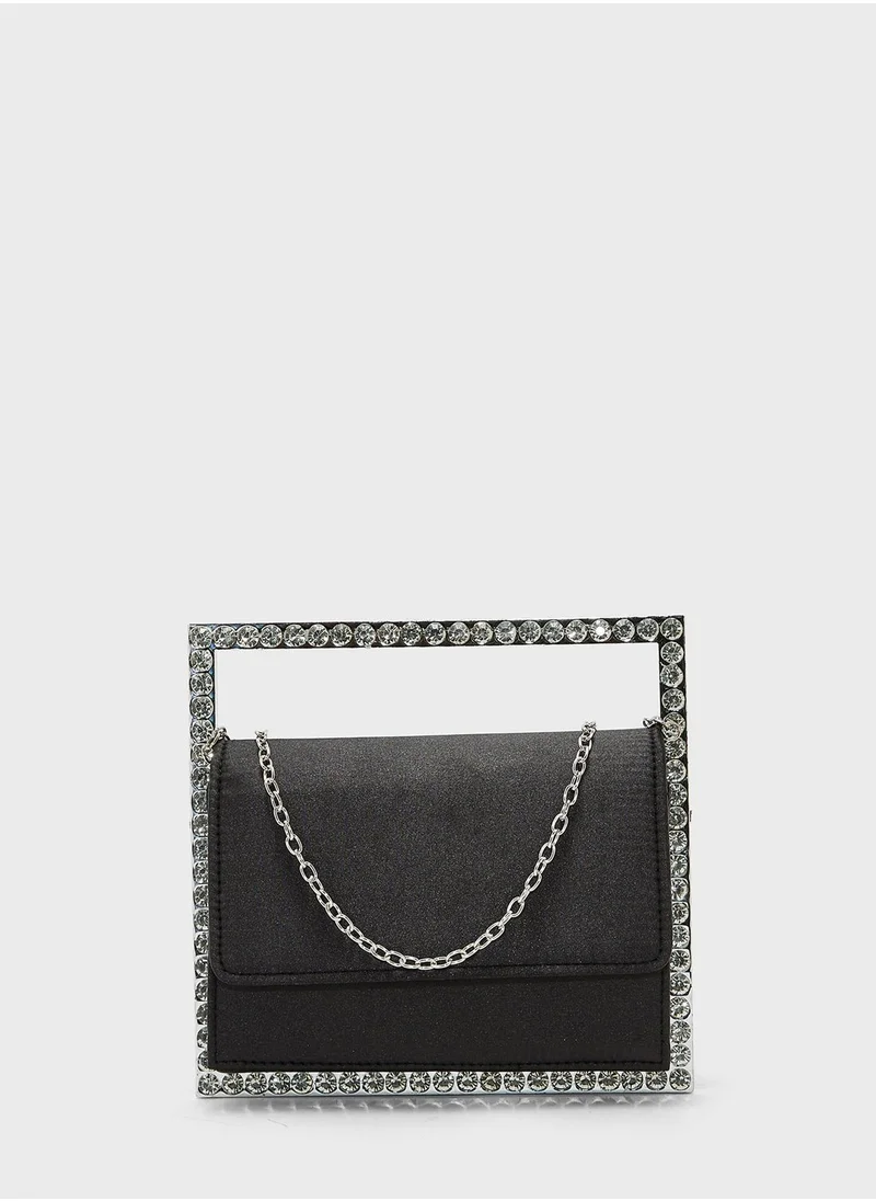 Namshi x Jewelled Frame Square Clutch Bag