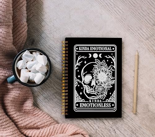 Ecezatik Floral Skull Notebook, Goth Gothic Notebook Journal, Witchy Journal, Goth Office Supplies, Spiral Notebook 5.5x8.3, Kinda Emotion Kinds Emotionless - Image 4
