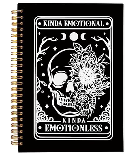 Ecezatik Floral Skull Notebook, Goth Gothic Notebook Journal, Witchy Journal, Goth Office Supplies, Spiral Notebook 5.5x8.3, Kinda Emotion Kinds Emotionless - Image 1