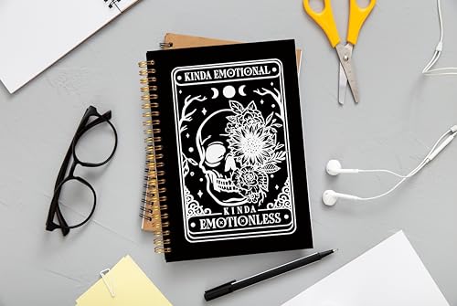 Ecezatik Floral Skull Notebook, Goth Gothic Notebook Journal, Witchy Journal, Goth Office Supplies, Spiral Notebook 5.5x8.3, Kinda Emotion Kinds Emotionless - Image 2