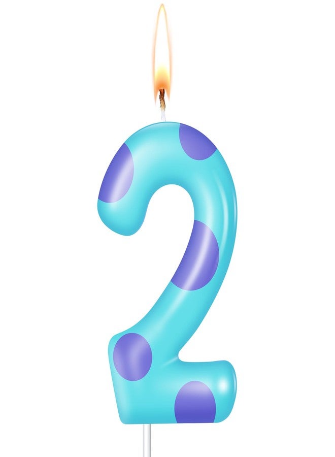 MTLEE Number Birthday Candle Monster Theme Candles Monster Cake Topper for Girl Boy Birthday Baby Shower Party Cake Decorations Supplies(Lake Blue,Number 2) - Image 1