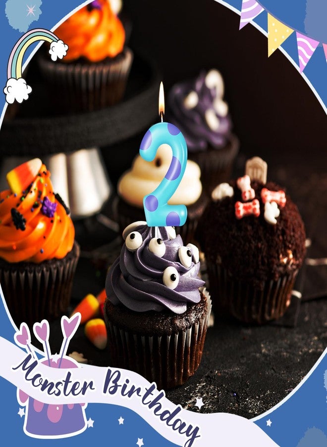 MTLEE Number Birthday Candle Monster Theme Candles Monster Cake Topper for Girl Boy Birthday Baby Shower Party Cake Decorations Supplies(Lake Blue,Number 2) - Image 4