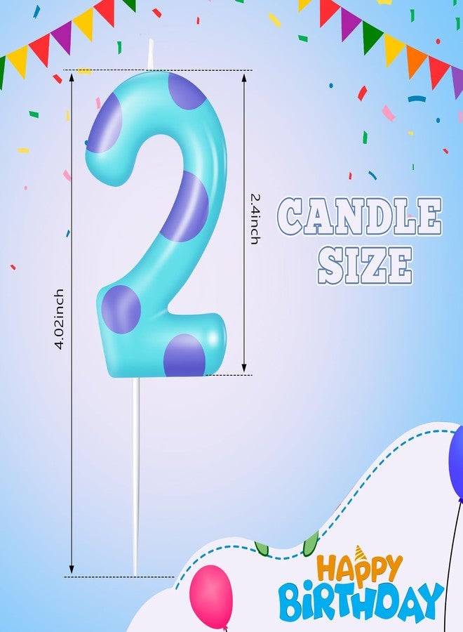 MTLEE Number Birthday Candle Monster Theme Candles Monster Cake Topper for Girl Boy Birthday Baby Shower Party Cake Decorations Supplies(Lake Blue,Number 2) - Image 2