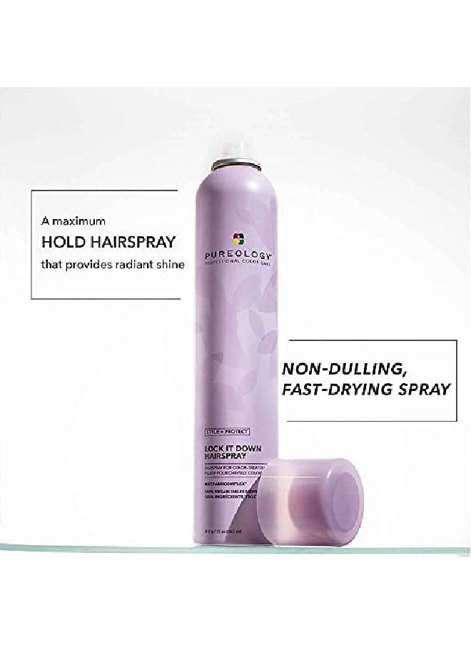 PUREOLOGY Style + Protect Lock It Down Hairspray For Colortreated Hair Maximum Hold 11 Ounce  - Image 3
