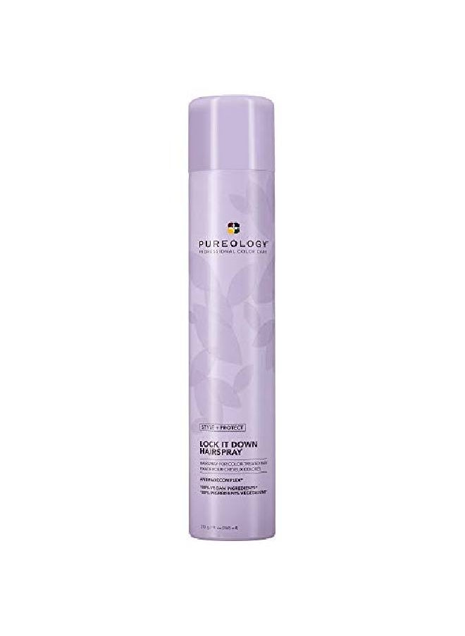 PUREOLOGY Style + Protect Lock It Down Hairspray For Colortreated Hair Maximum Hold 11 Ounce  - Image 1
