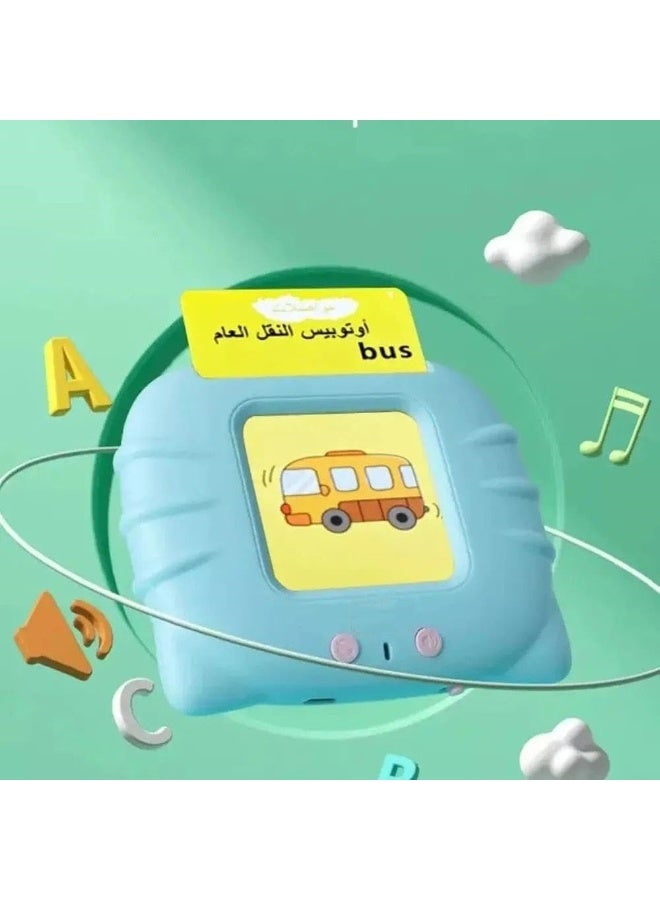 Talking flash cards for toddlers aged 2 to 6, specially designed for speech training and autism support. Comes with an audible learning card machine featuring 224 common words in English and Arabic, making it an ideal birthday gift for boys and girls.  - Image 3