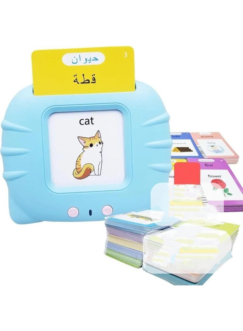 Talking flash cards for toddlers aged 2 to 6, specially designed for speech training and autism support. Comes with an audible learning card machine featuring 224 common words in English and Arabic, making it an ideal birthday gift for boys and girls.  - Image 5