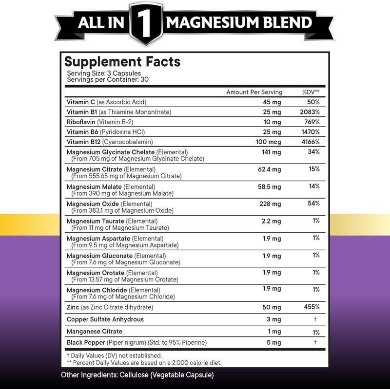 NEW AGE Magnesium Supplement Powerful Glycinate Citrate Malate Oxide Taurate Aspartate Gluconate Orotate  Mag Chloride Manganese Bone Health and Bone Strength Joint Support 270 Count - Image 2