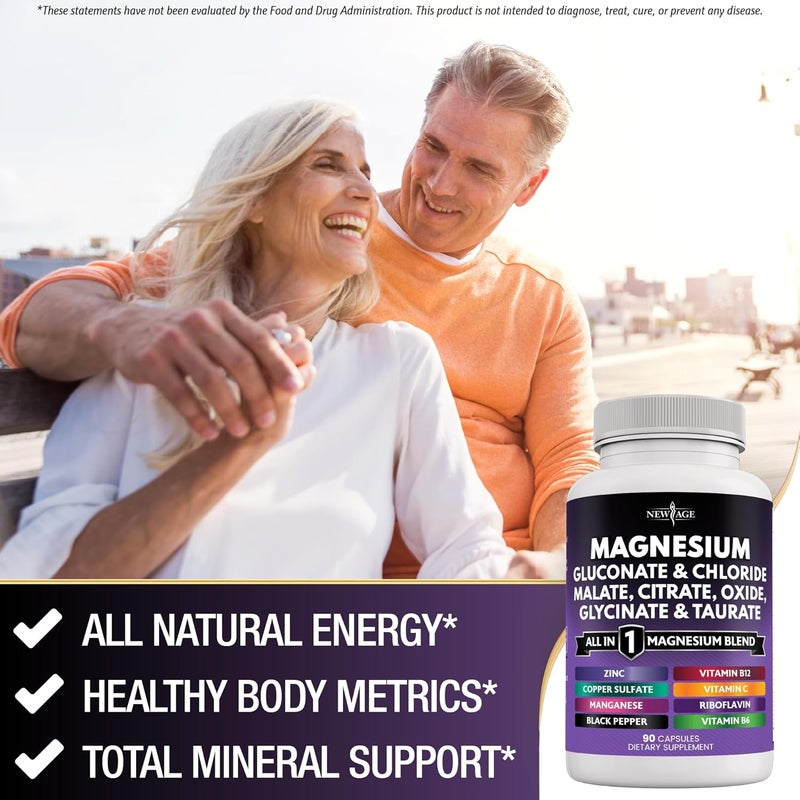 NEW AGE Magnesium Supplement Powerful Glycinate Citrate Malate Oxide Taurate Aspartate Gluconate Orotate  Mag Chloride Manganese Bone Health and Bone Strength Joint Support 270 Count - Image 5