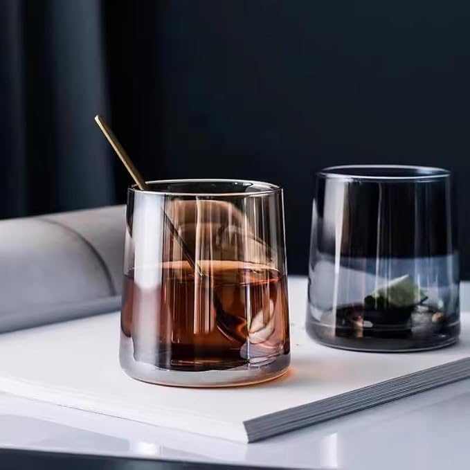 PrimeWorld طقم كؤوس عصير وماء سوداء من 6 قطع - 300 مل، كؤوس كريستالية أنيقة، كؤوس متوسطة الحجم للعصير، الماء، الحليب، اللassi، الكوكتيلات والشربات - Image 4