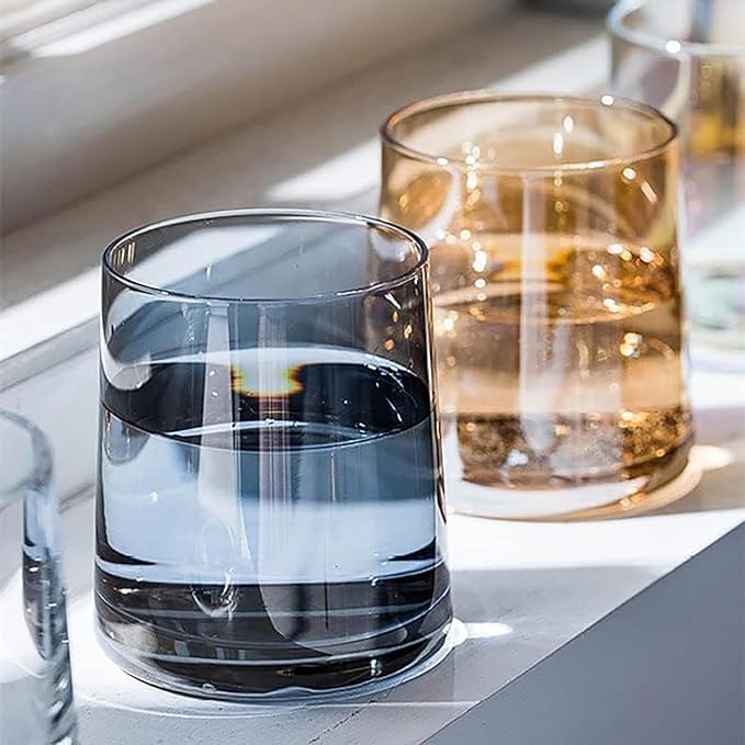 PrimeWorld طقم كؤوس عصير وماء سوداء من 6 قطع - 300 مل، كؤوس كريستالية أنيقة، كؤوس متوسطة الحجم للعصير، الماء، الحليب، اللassi، الكوكتيلات والشربات - Image 1