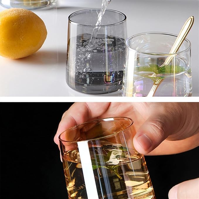 PrimeWorld طقم كؤوس عصير وماء سوداء من 6 قطع - 300 مل، كؤوس كريستالية أنيقة، كؤوس متوسطة الحجم للعصير، الماء، الحليب، اللassi، الكوكتيلات والشربات - Image 2