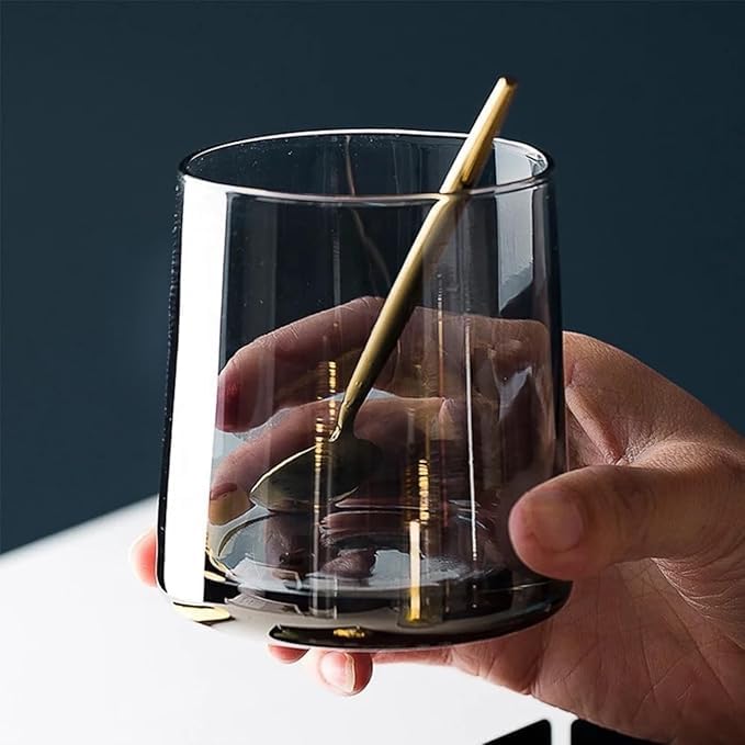 PrimeWorld طقم كؤوس عصير وماء سوداء من 6 قطع - 300 مل، كؤوس كريستالية أنيقة، كؤوس متوسطة الحجم للعصير، الماء، الحليب، اللassi، الكوكتيلات والشربات - Image 3