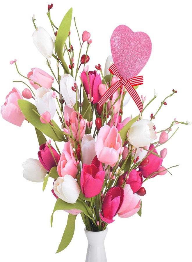 EDCYF 5pcs Artificial Flowers Fake Roses/Tulips Artificial Flowers for Mother's Day Wedding, Party Bulk Home Kitchen Wedding Table Decoration - Image 1