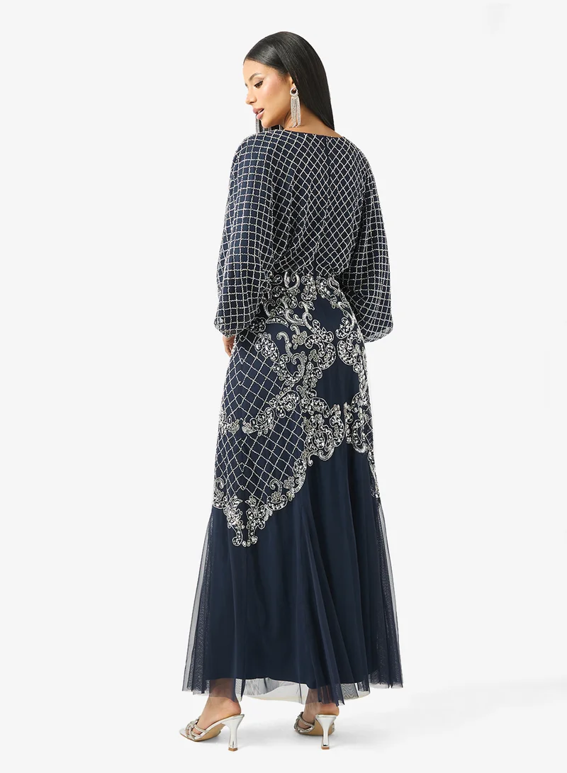 Frock and Frill Embellished Flare Sleeve Dress