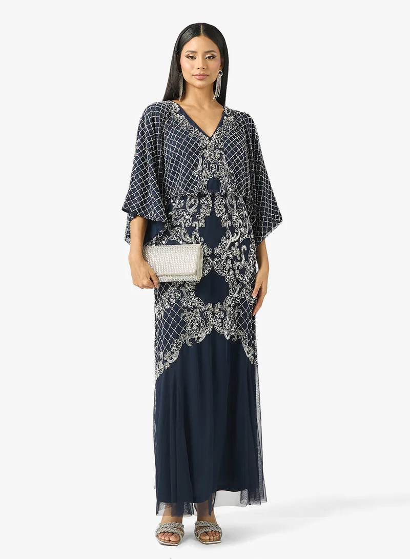 Embellished Flare Sleeve Dress