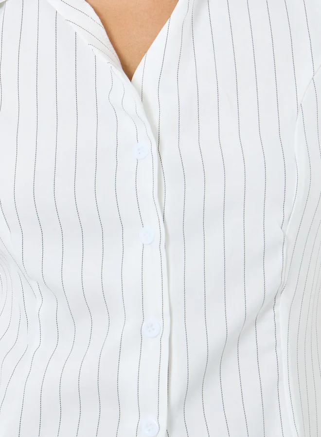 Take Two Take Two Striped Sleeveless Buttoned Shirt
