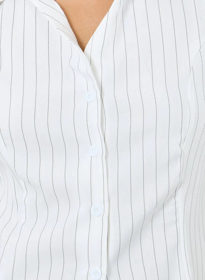 Take Two Striped Sleeveless Buttoned Shirt