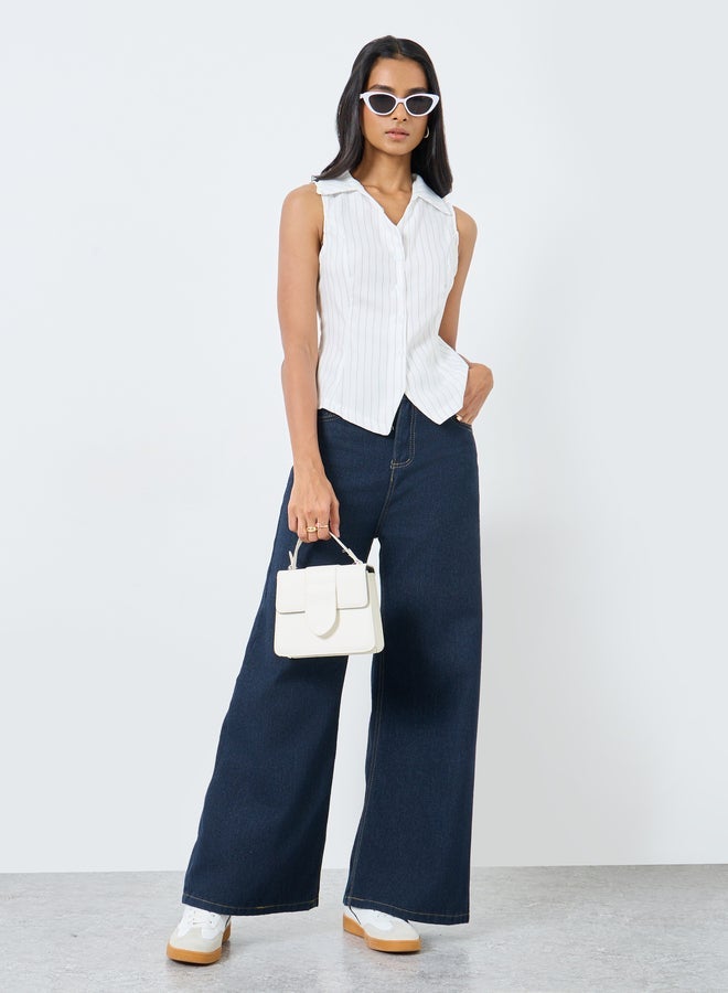 Take Two Striped Sleeveless Buttoned Shirt - Image 2