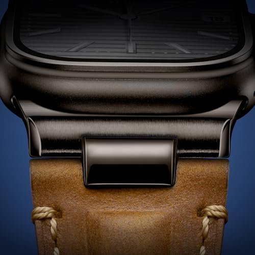 Tlselt Leather Band for Apple Watch Ultra 3/Ultra 2 Bands 49mm 46mm 45mm 44mm, Top Genuine Leather Designer Replacement Strap for iWatch Ultra 3 2 1 SE series 11 10 9 8 7 6 5 4 3 - Image 2