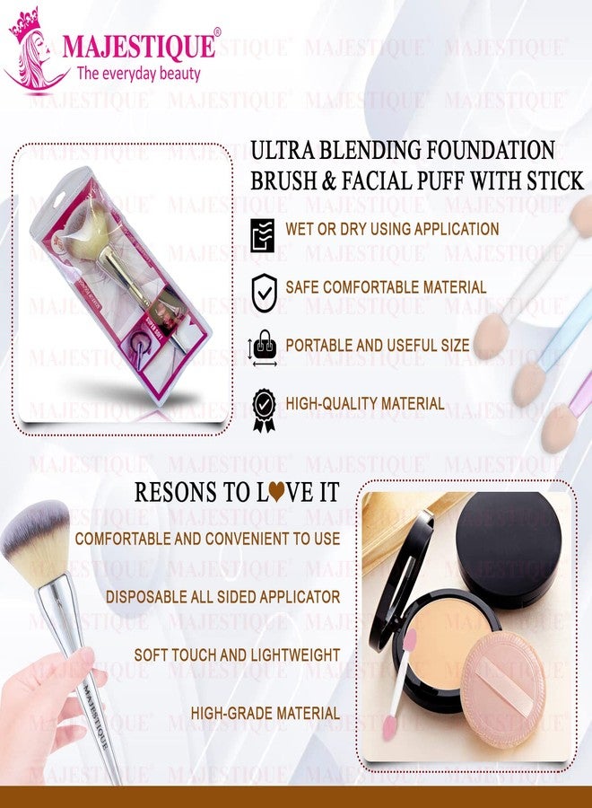 Majestique Cushion Powder Puff with Large Foundation Brush - Perfect for Blending Liquid, Cream and Flawless Powder, Buffing, Blending, Concealer - Color May Vary - Image 4