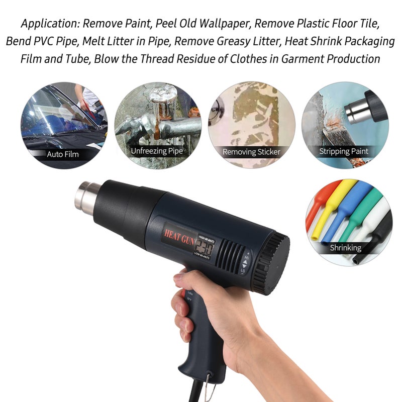 1800W Heat Kit Industrial Hot Air Fast Heating LCD Digital Temperature-controlled Portable Handheld Heat Blower Electric Adjustable Temperature 60~600℃ Heat Tool with 4 Nozzles for Heat - Image 1