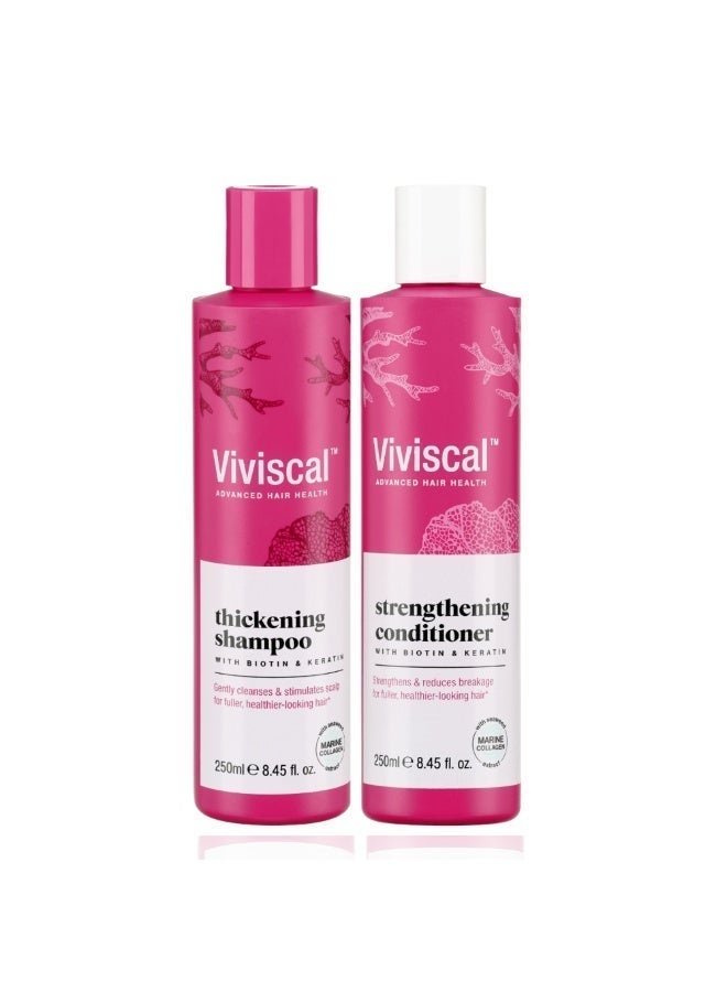 فيفيسكال مجموعة تقوية وتكثيف الشعر للنساء | تحتوي على البيوتين والكيراتين والكولاجين البحري | شامبو + بلسم (٢ × ٢٥٠ مل) - Image 1