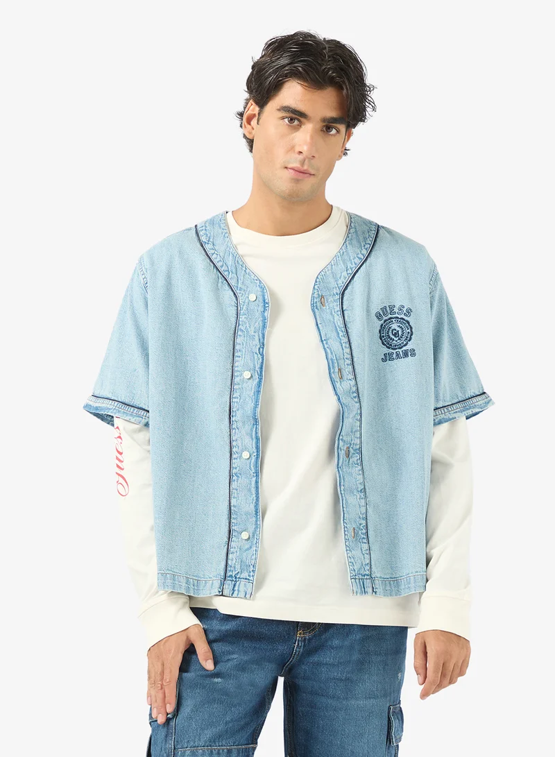 Baseball Denim Regular Fit Shirt