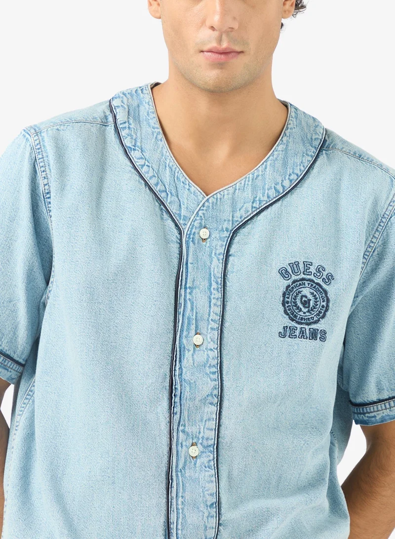 Guess  Baseball Denim Regular Fit Shirt for Men | Best Price UAE