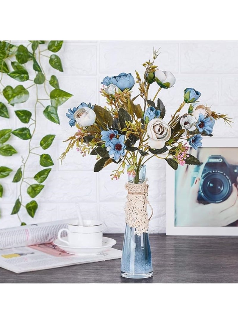Huitich Harmony Blooms: Artificial Mix Mini Peony Flower Bouquet BLUE  - Image 4