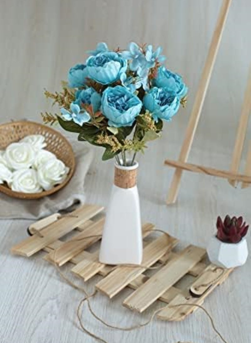 Huitich Harmony Blooms: Artificial Mix Mini Peony Flower Bouquet BLUE  - Image 3