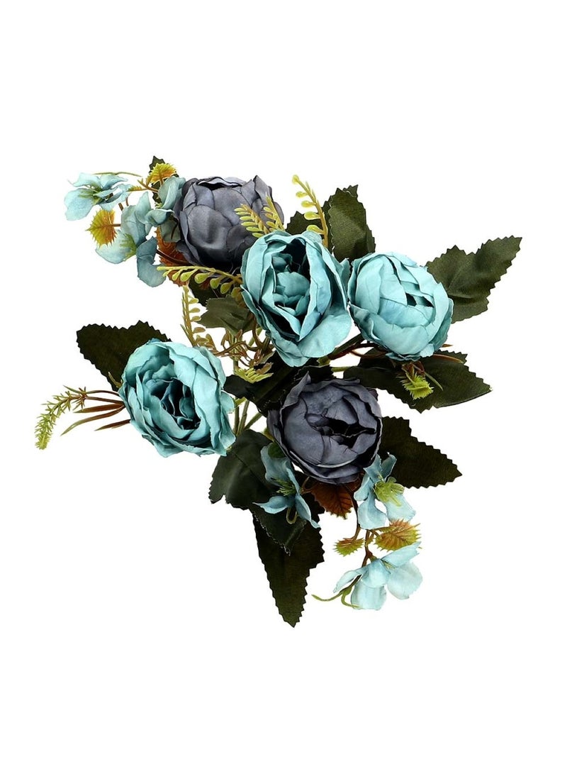 Huitich Harmony Blooms: Artificial Mix Mini Peony Flower Bouquet BLUE  - Image 5